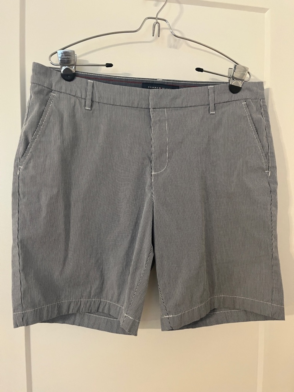Tommy Hilfiger Women's Gray Pinstriped Chino Shorts